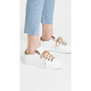 New Diemme Leather Marostica Low Sneakers in White/ Leopard Women's Size EU 37